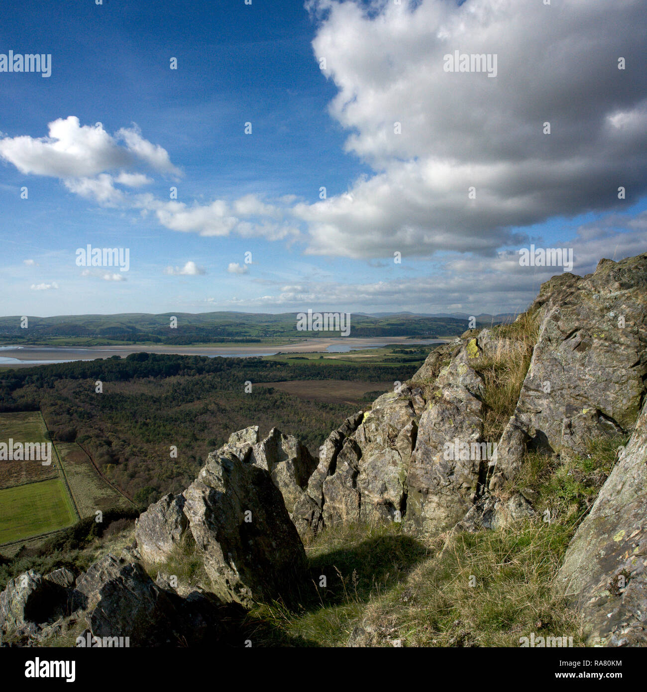 Blick vom Gipfel des, wie in der Nähe von Barrow Cartmel im Süden Seen. Cumbria Stockfoto