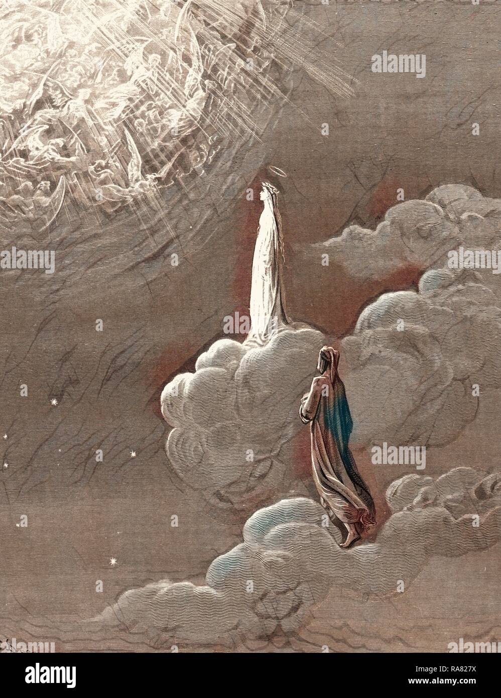 Beatrice und Dante Steigende zum Fünften Himmel, von Gustave Doré, 1832-1883, Französisch. Gravuren der Göttlichen Komödie neuerfundene Stockfoto