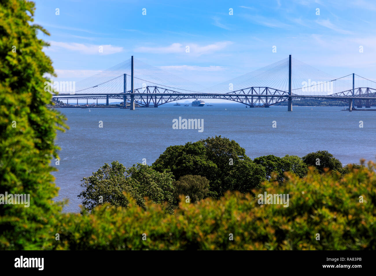 Drei Brücken über die Firth-of-Forth, Schottland Stockfoto