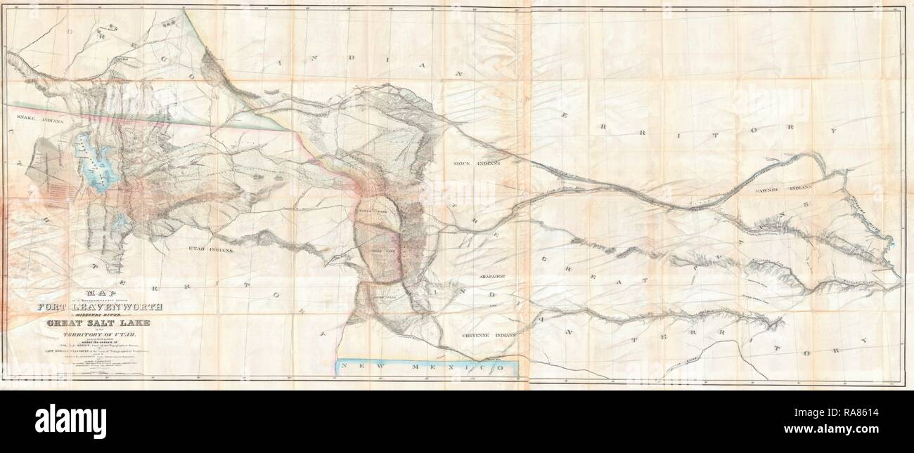 1852, Stansbury Karte der Great Salt Lake in Fort Levenworth Route