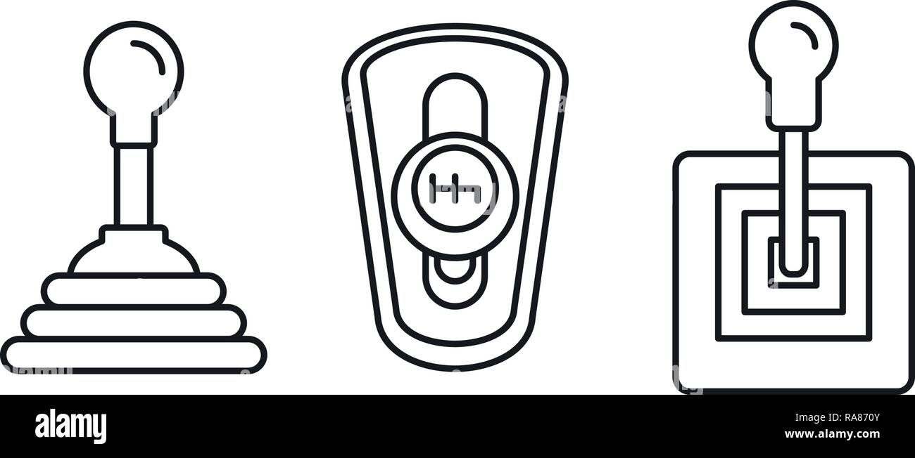 Auto Getriebe Icon Set. Übersicht der Auto Getriebe Vector Icons für Web Design auf weißem Hintergrund Stock Vektor