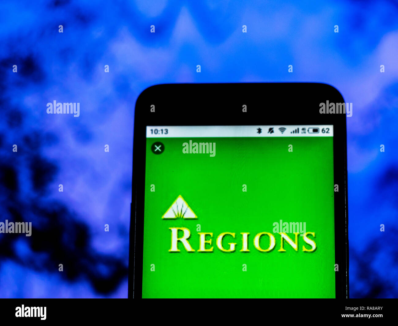 Regionen Financial Corporation Banking Company Logo auf dem Smartphone angezeigt Stockfoto