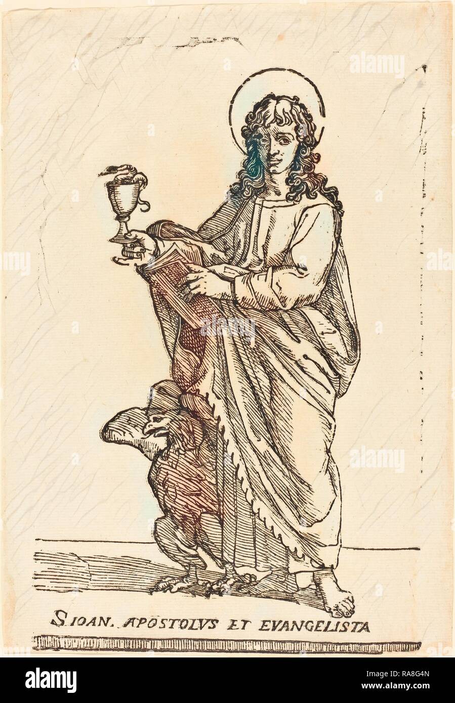 Jacques Stella (Französisch, 1596 - 1657), Saint John, Holzschnitt. Neuerfundene durch Gibon. Klassische Kunst mit einem modernen Touch neuerfundene Stockfoto