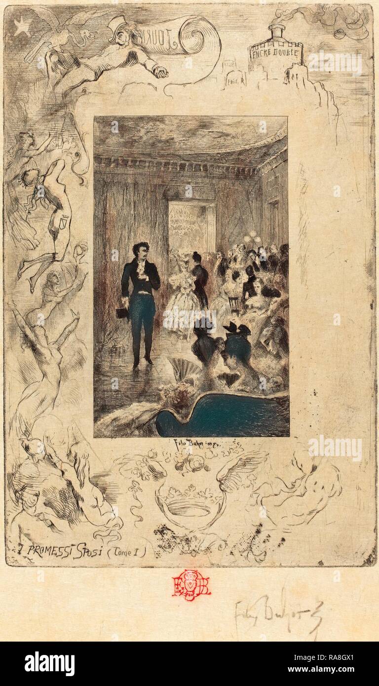 Félix-Hilaire Buhot (Französisch, 1847-1898), I Promessi Sposi (die Verlobten), 1879-1880, Ätzung, kaltnadel und Neuerfundene Stockfoto