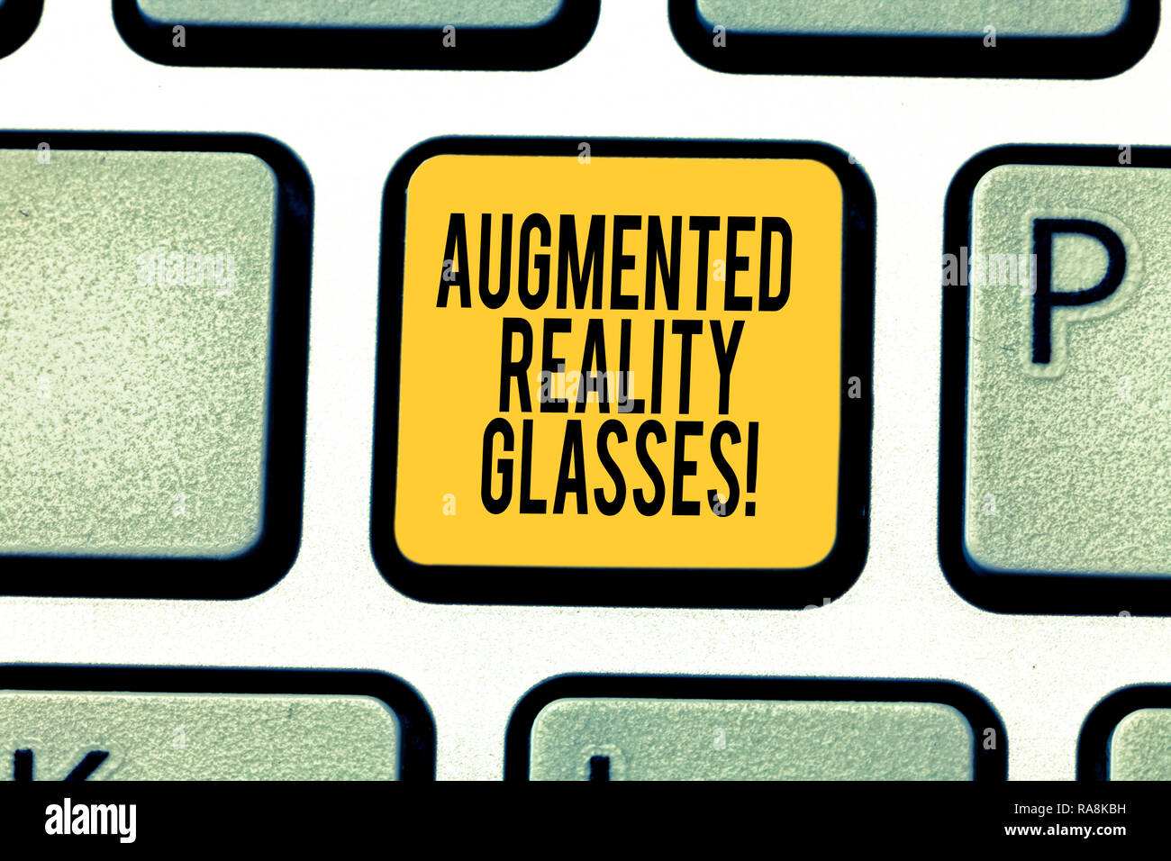 Handschrift Text schreiben Augmented Reality Brille. Konzept Bedeutung  digitaler Brillen Personal Imaging System Tastatur Absicht compu zu  erstellen Stockfotografie - Alamy