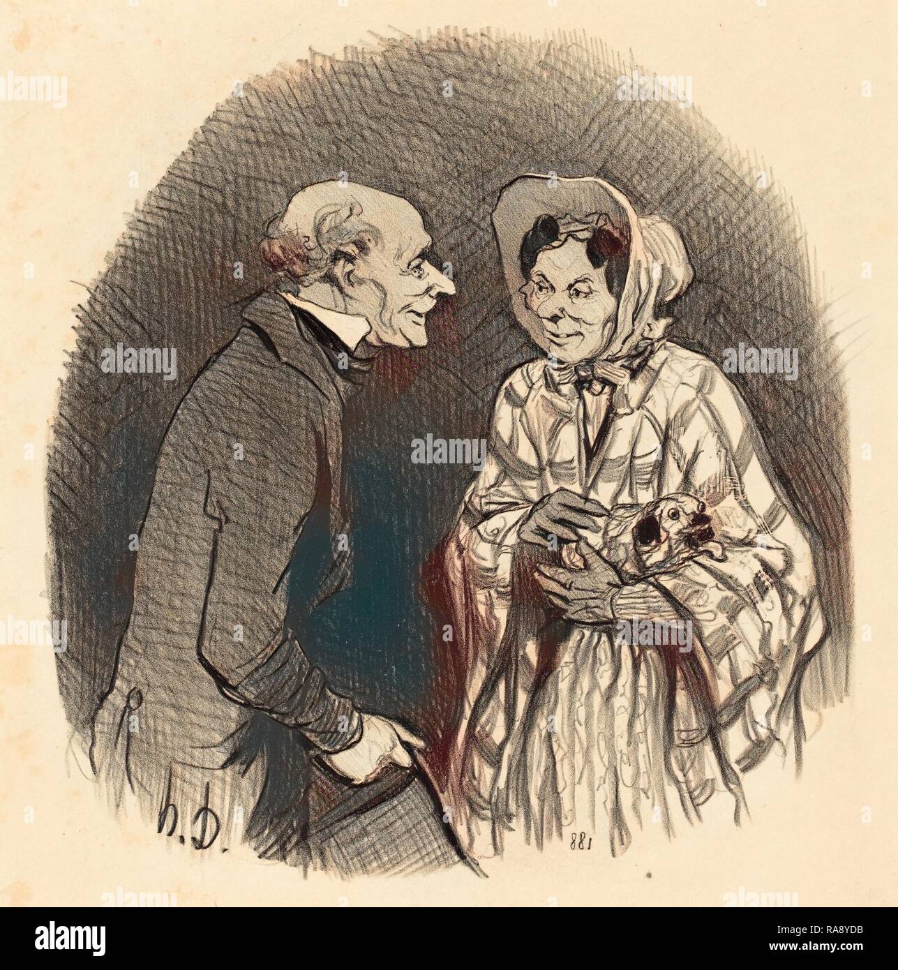Honoré Daumier (Französisch, 1808-1879), une nouvelle connaissance, 1846, Lithographie. Neuerfundene durch Gibon. Klassische Kunst neuerfundene Stockfoto