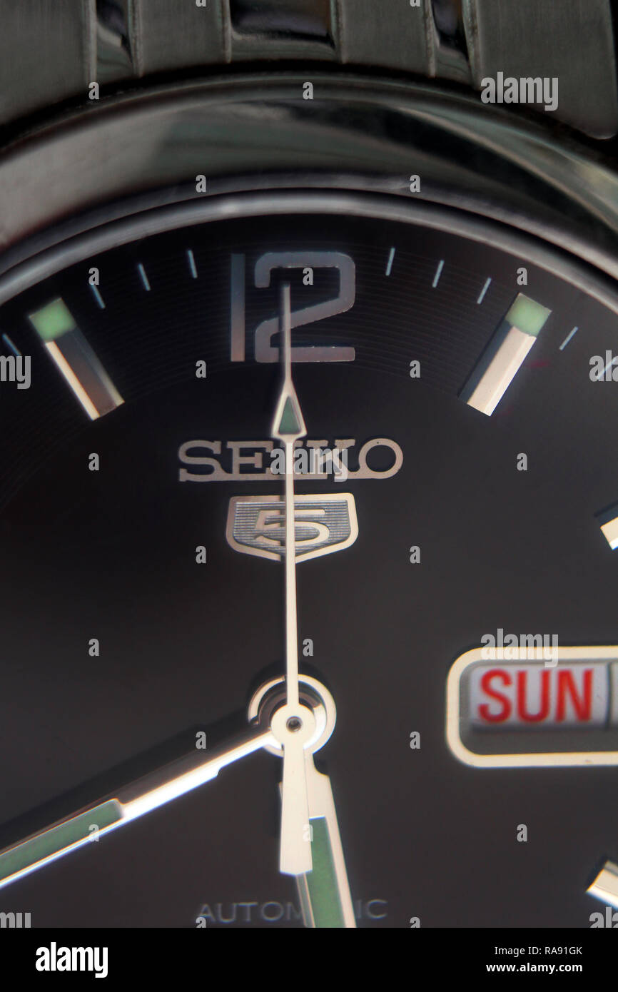 Seiko Watch automatische Bewegung, close-up Stockfoto