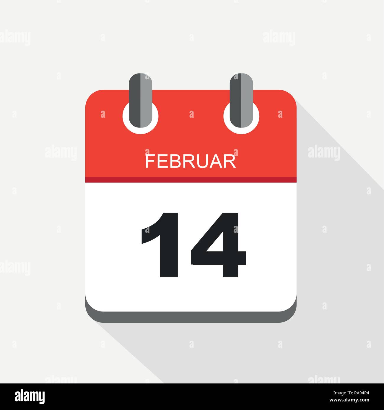 Valentines Tag rotes Symbol Kalender Vector 14. Februar Vektor-illustration EPS 10. Stock Vektor