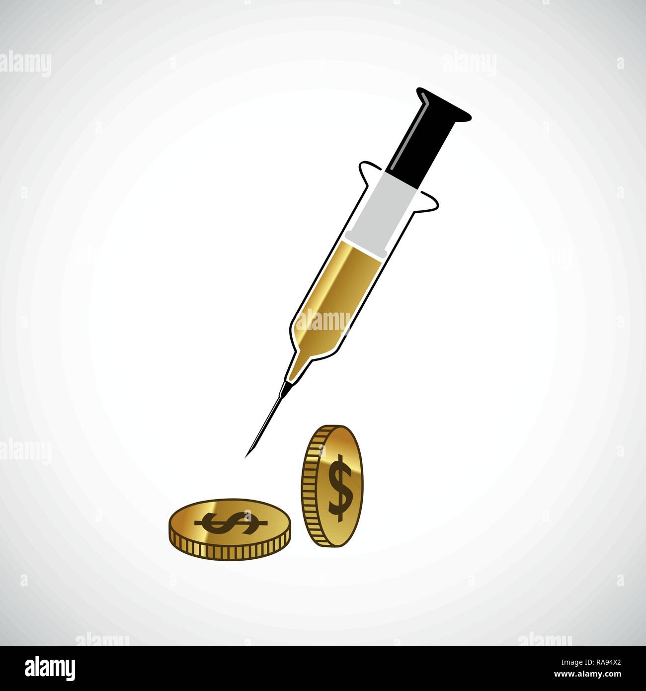 Geld Injektion mit Goldmünzen Vektor-illustration EPS 10. Stock Vektor