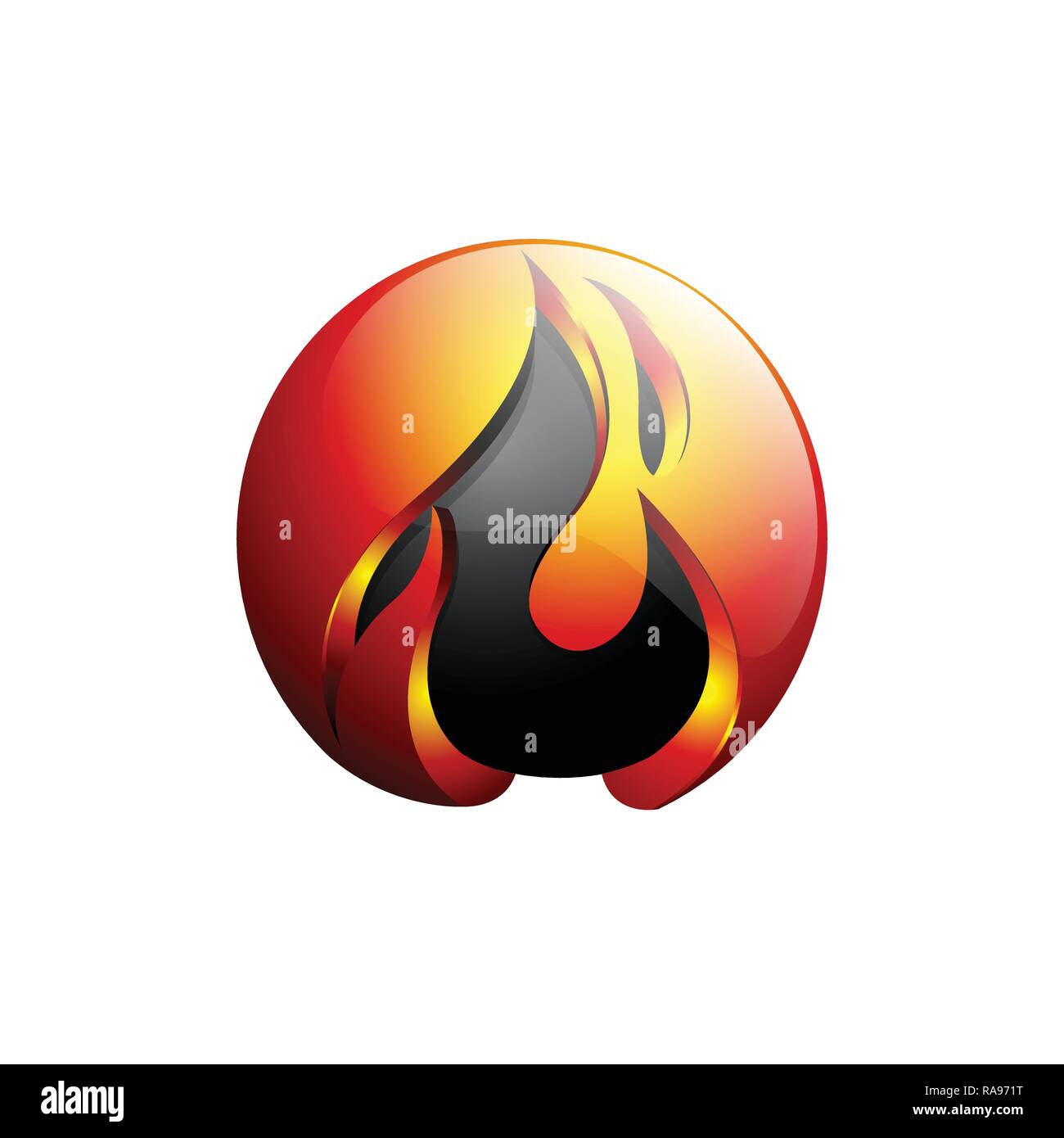 Konzept Design Flamme Feuer Ball logo Vorlage in Orange und Grau-Vektor Stock Vektor