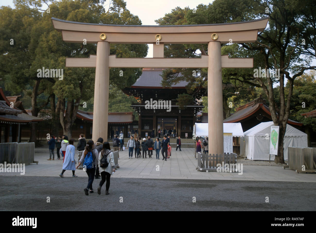 Meiji Jingu Minami Tor Harajuku, Toyko, Japan. Stockfoto