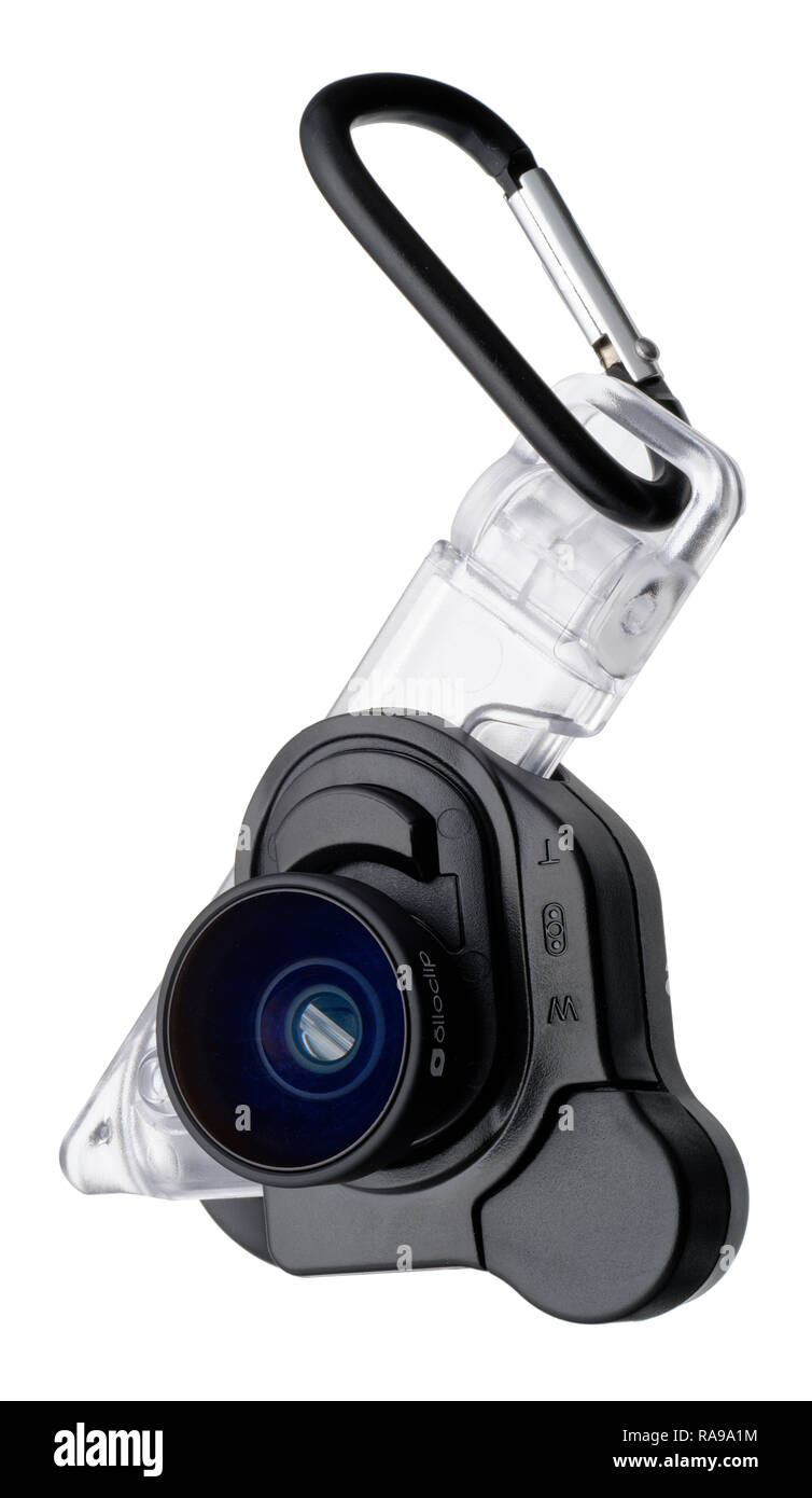 Olloclip iPhone X Linse und Clip Zubehör. Stockfoto