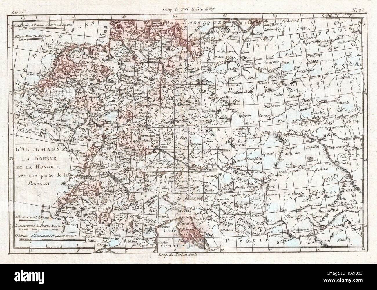 1780, Raynal und Bonne Karte von Deutschland, Böhmen und Polen, Rigobert Bonne 1727 - 1794 
