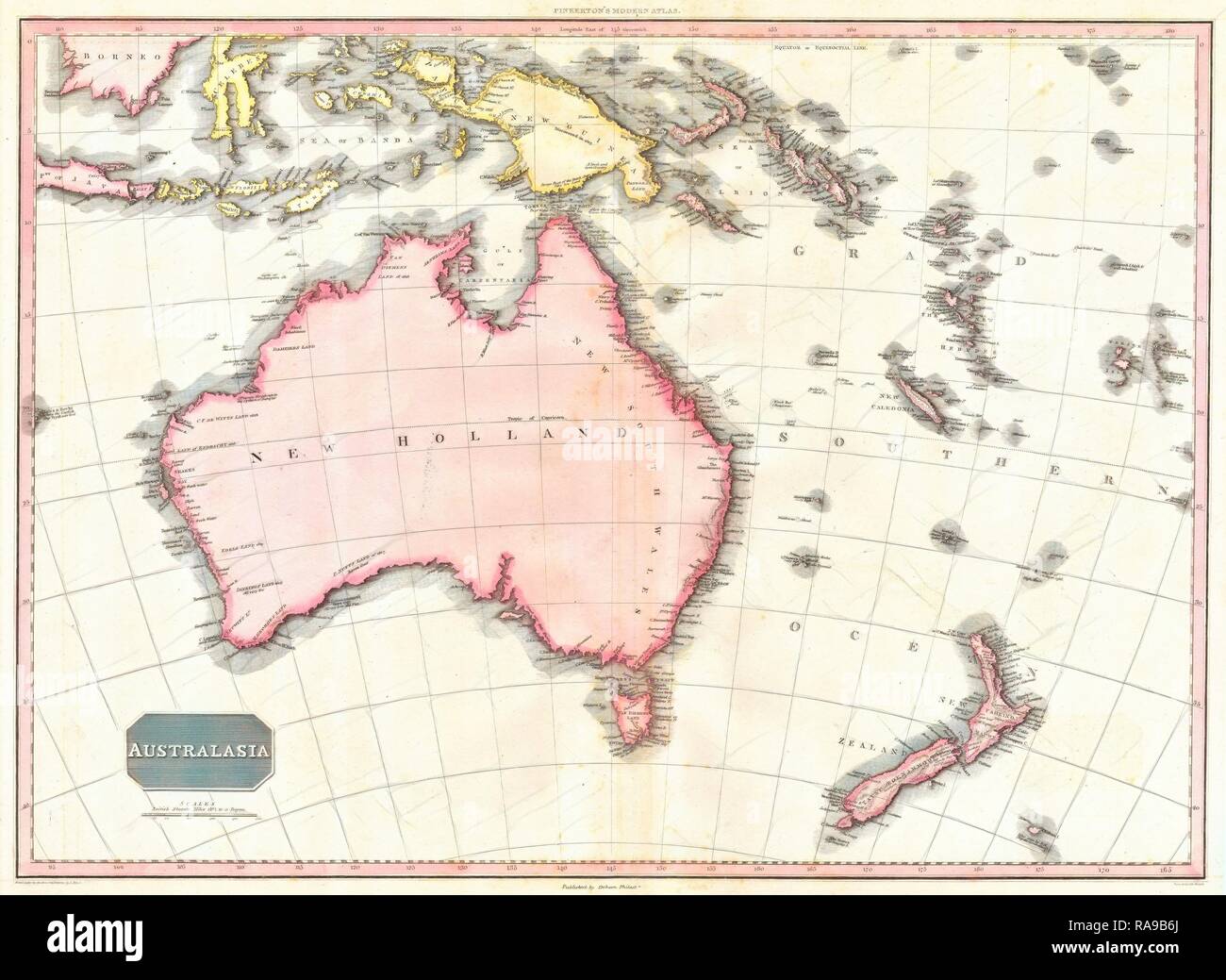 1818, Pinkerton Karte von Australien und Neuseeland, John Pinkerton, 1758 - 1826, Schottischer antiquarische, Kartograph, UK Neuerfundene Stockfoto