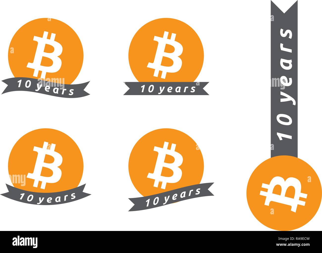 Bitcoin 10. Jahrestag der Genesis Block Stock Vektor