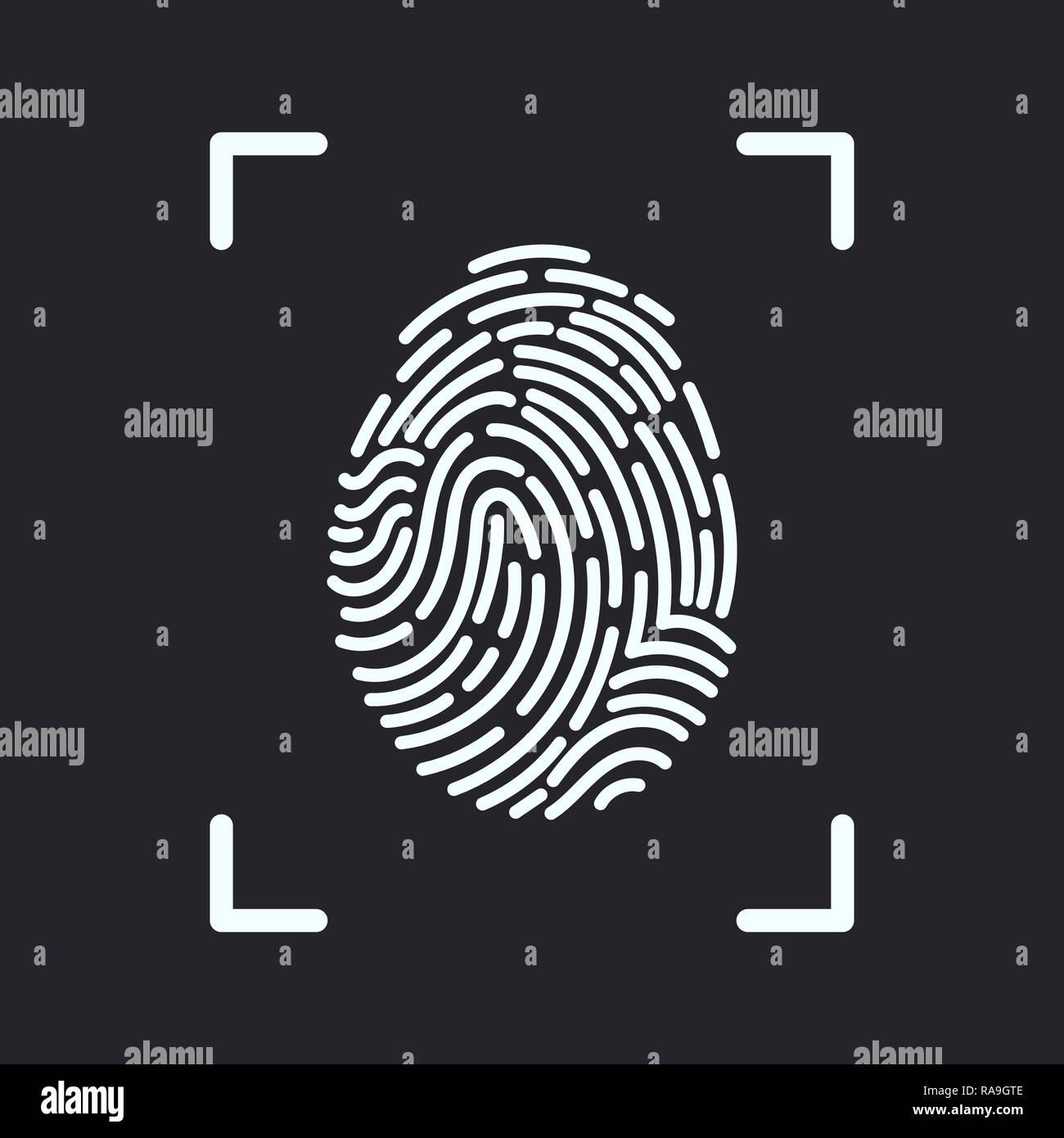 Editierbare Vektorlinie Fingerprint Scan Icon-Fingerprint Identification Symbol Stock Vektor