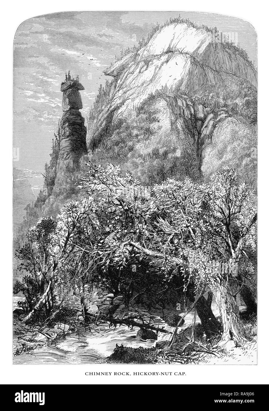 Chimney Rock, Hickory Mutter, North Carolina, USA, US-amerikanischen Viktorianischen Gravur, 1872 Stockfoto