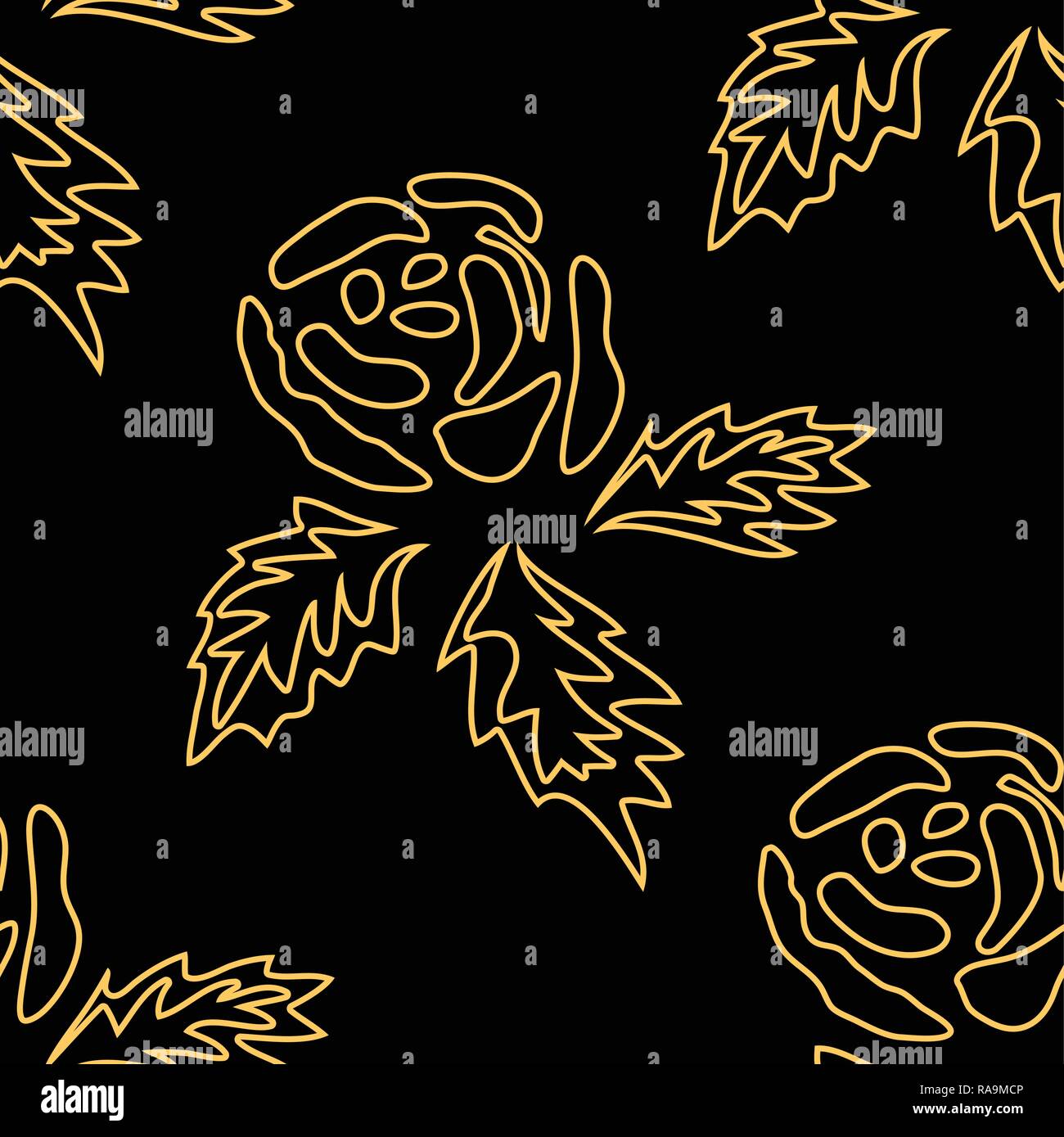 Nahtlose monochrom Muster mit alten Rosen. Hintergrund mit Blume Silhouetten Stock Vektor