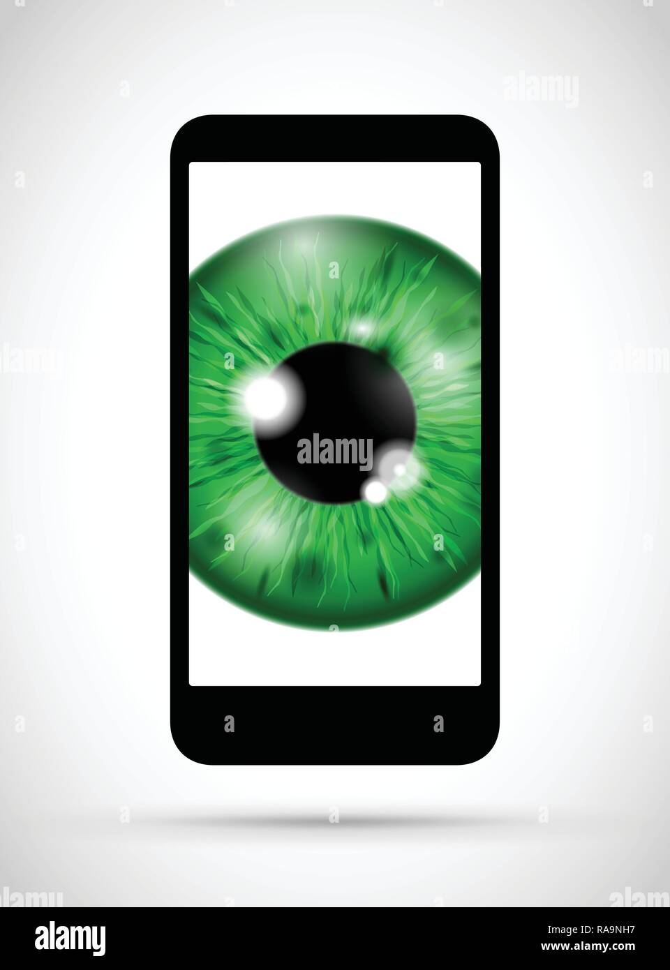Grüne realistische Augapfel auf einem Mikrochip Stock Vektor