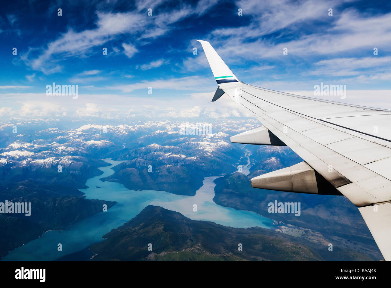 Luftbild des Southeast Alaska aus einem kommerziellen Flug von Juneau nach Seattle, Southeast Alaska, USA. Stockfoto