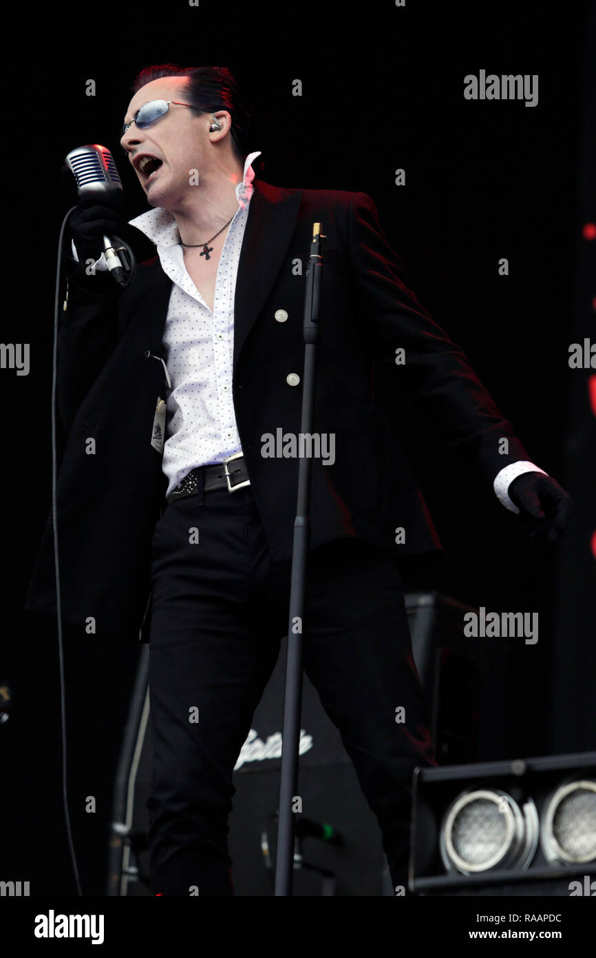 Dave Vanian der Verdammten führt auf der Bühne des Barclaycard präsentiert Britische Sommerzeit Festival im Hyde Park am 1. Juli 2017 in London, England. Stockfoto