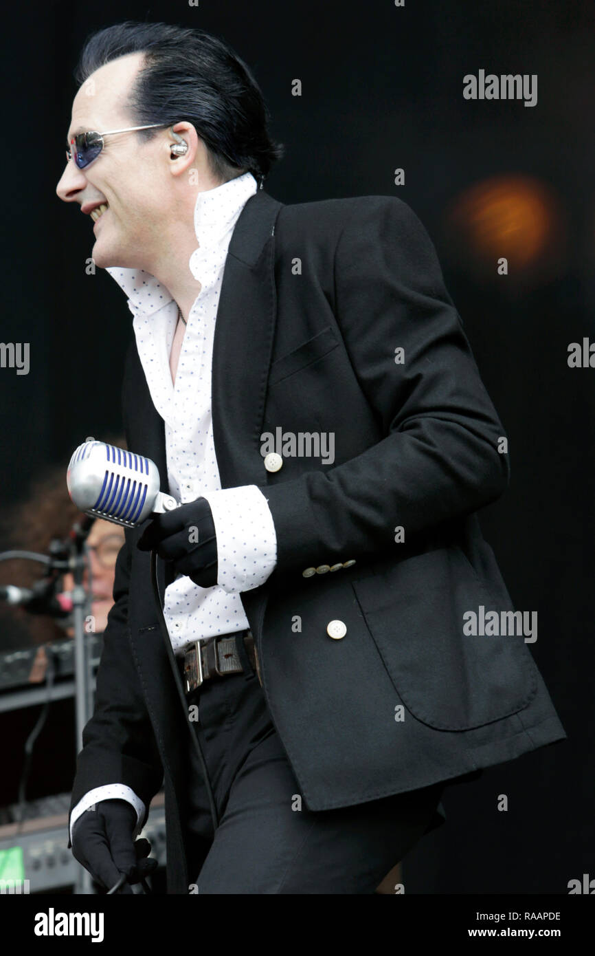 Dave Vanian der Verdammten führt auf der Bühne des Barclaycard präsentiert Britische Sommerzeit Festival im Hyde Park am 1. Juli 2017 in London, England. Stockfoto