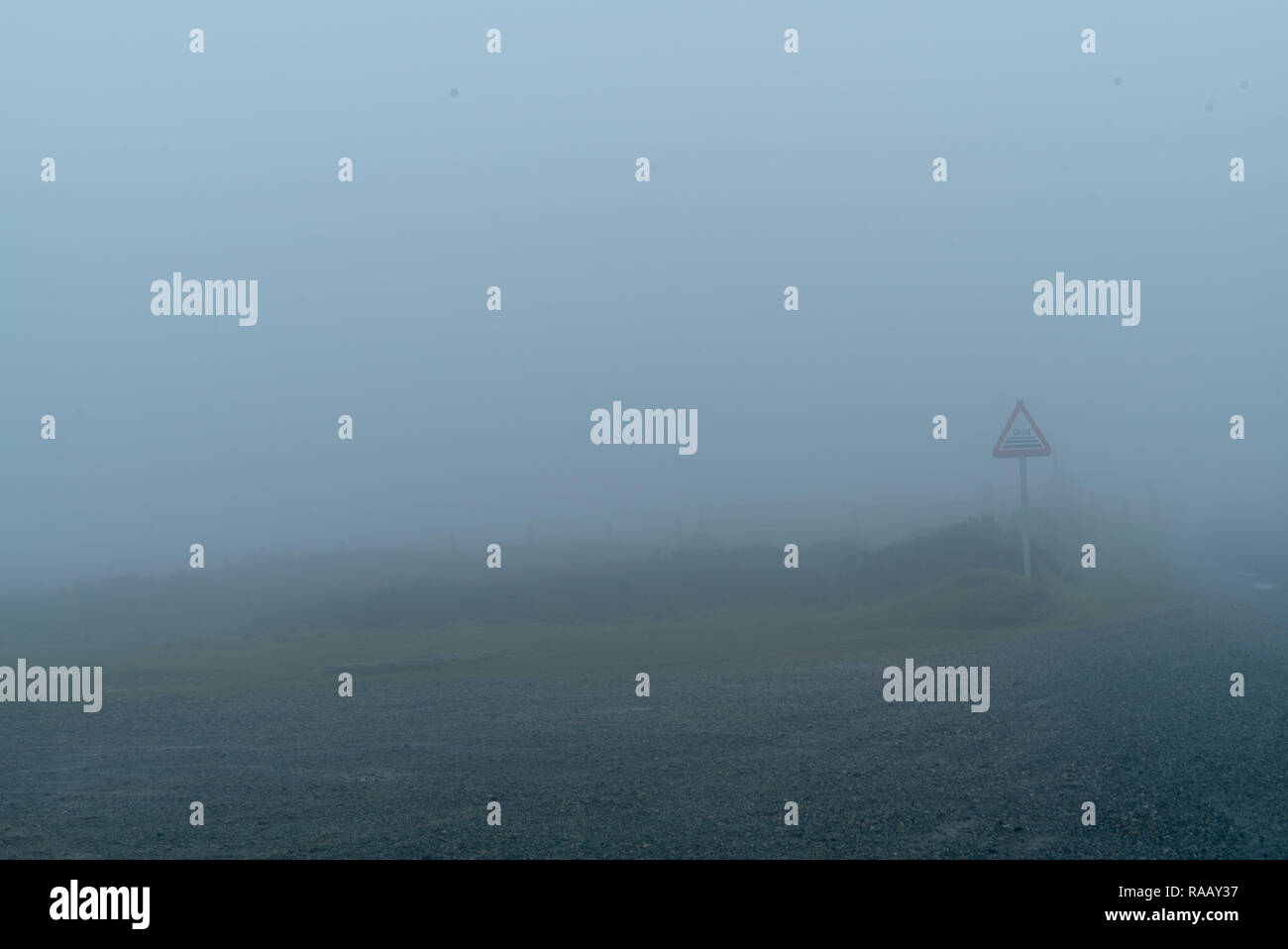 Starker Nebel in Wales, Großbritannien Stockfoto