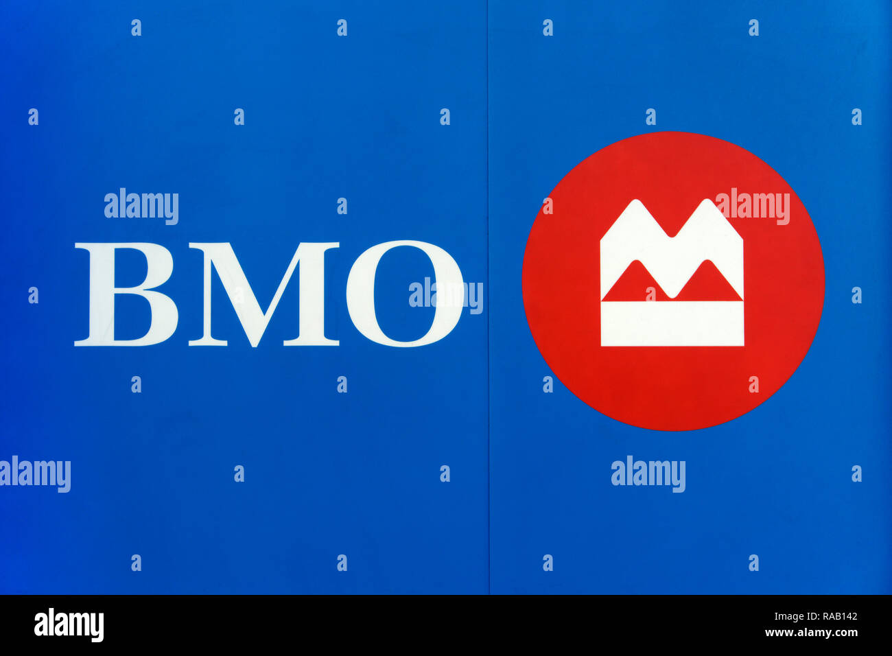 Nahaufnahme einer BMO Bank von Montreal logo Stockfoto