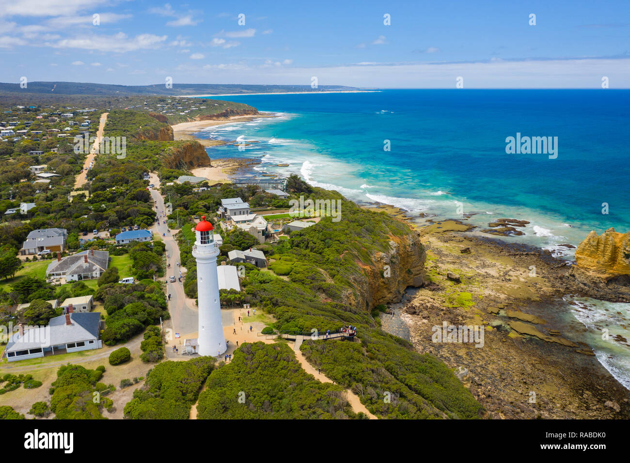 Luftbild von Split Point Lightouse entlang der Great Ocean Road Stockfoto