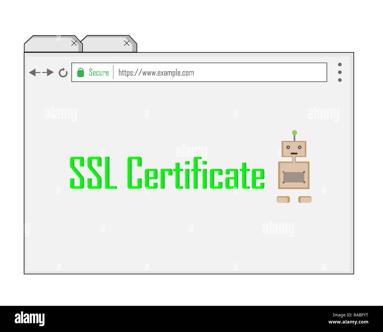 Abbildung: Browser zeigen, HTTPS-Verbindung. Stockfoto