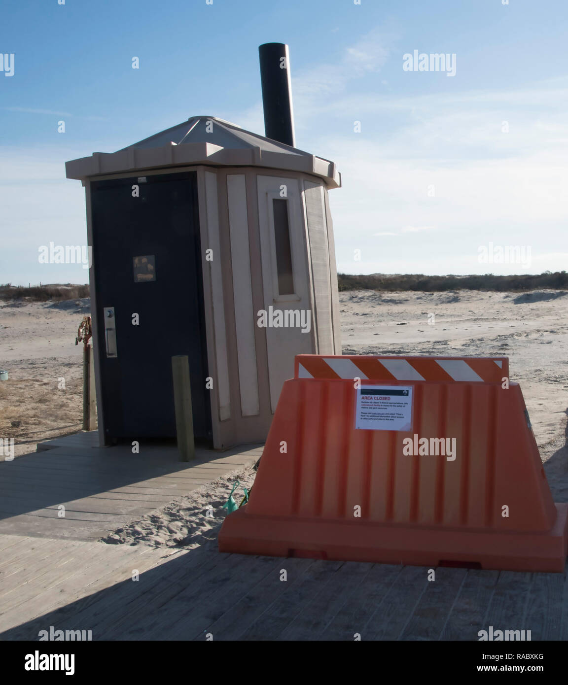 Assateaque, MD, 29. Dezember 2018, USA: ein Ruheraum in der Assasteaque Island National Park hat sich erklärt, dass die Bundesregierung Herunterfahren die Parks in der Assateaque Island National Park in Maryland geschlossen. Patsy Lynch/MediaPunch Stockfoto
