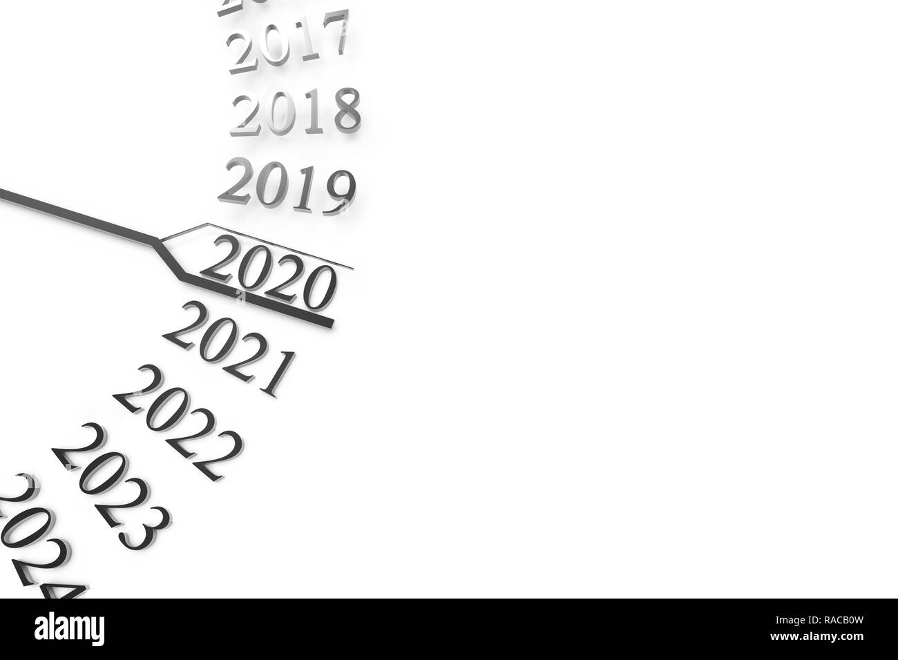 Die 3D-Darstellung für ein glückliches neues Jahr 2020 Stockfoto