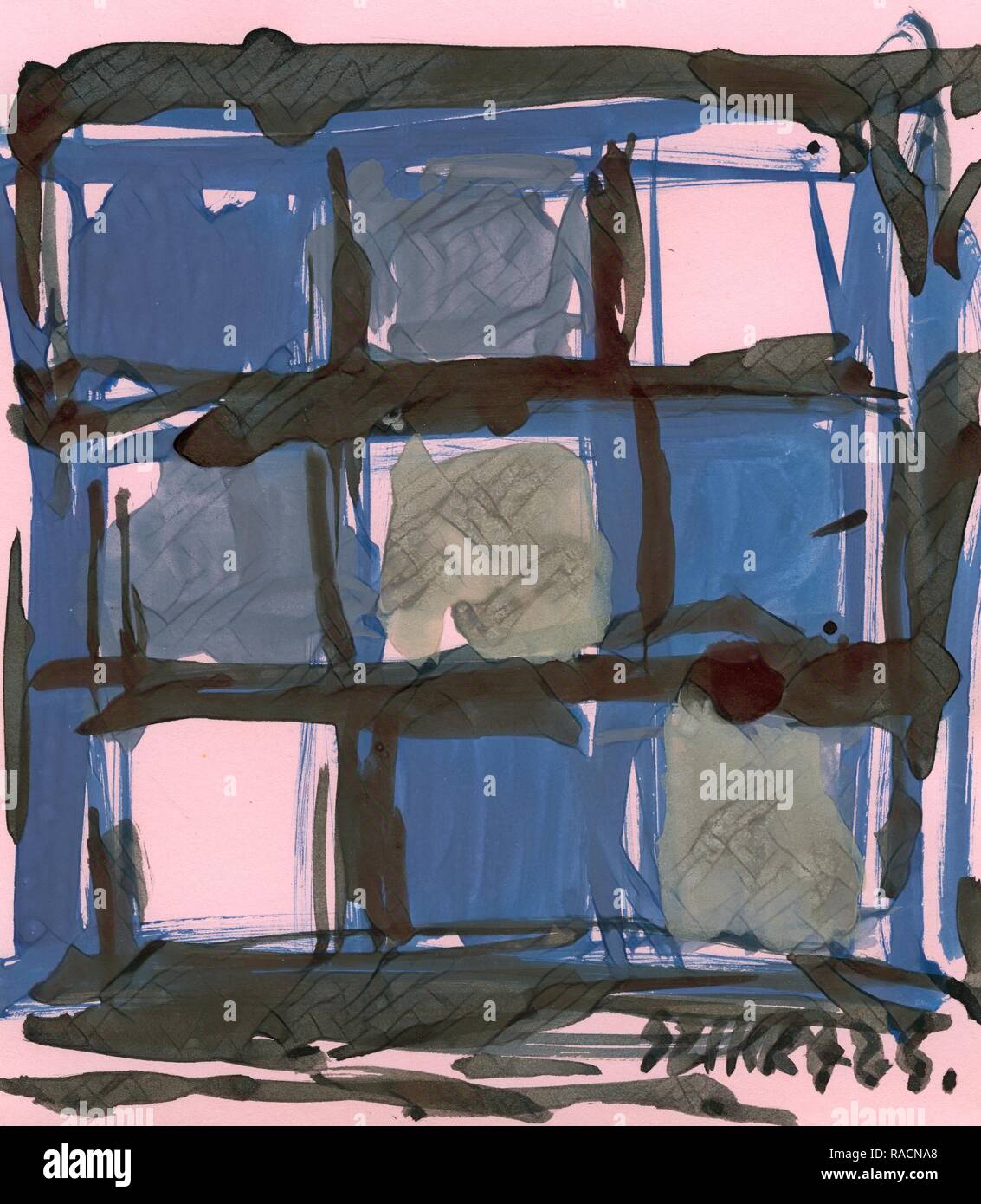 Susan Szikra, Blau Eindruck der abstrakte Expressionismus, poetischen Geist, eine Reise durch die Farbe. Neuerfundene Stockfoto