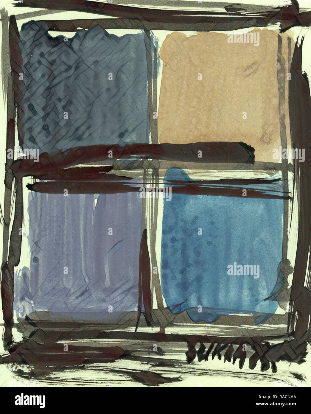 Susan Szikra, 4 Plätze, das Fenster in abstrakten expressionis. Neuerfundene durch Gibon. Klassische Kunst mit einem modernen Touch neuerfundene Stockfoto