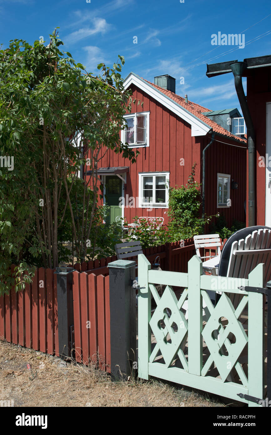 Traditionelles Haus auf der Insel Sandhamn, Stockholmer Schären, Schweden, Skandinavien, Europa Stockfoto