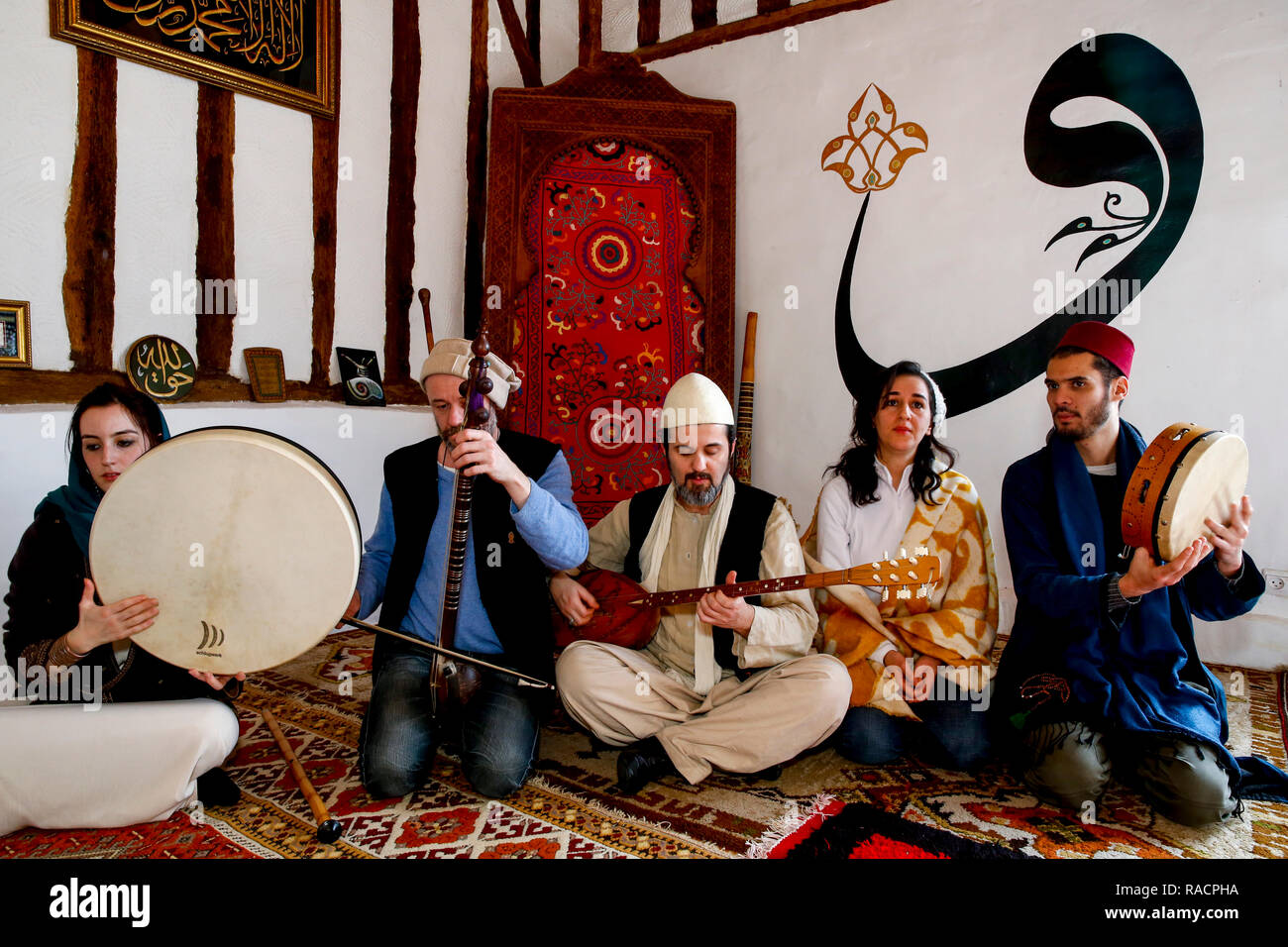 Sufi Musiker in Romilly, Loir-et-Cher, Frankreich, Europa Stockfoto