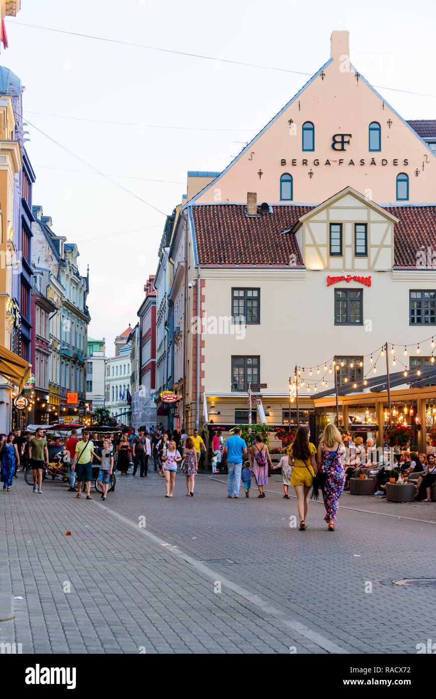 Kalku Street, Altstadt, UNESCO-Weltkulturerbe, Riga, Lettland, Europa Stockfoto