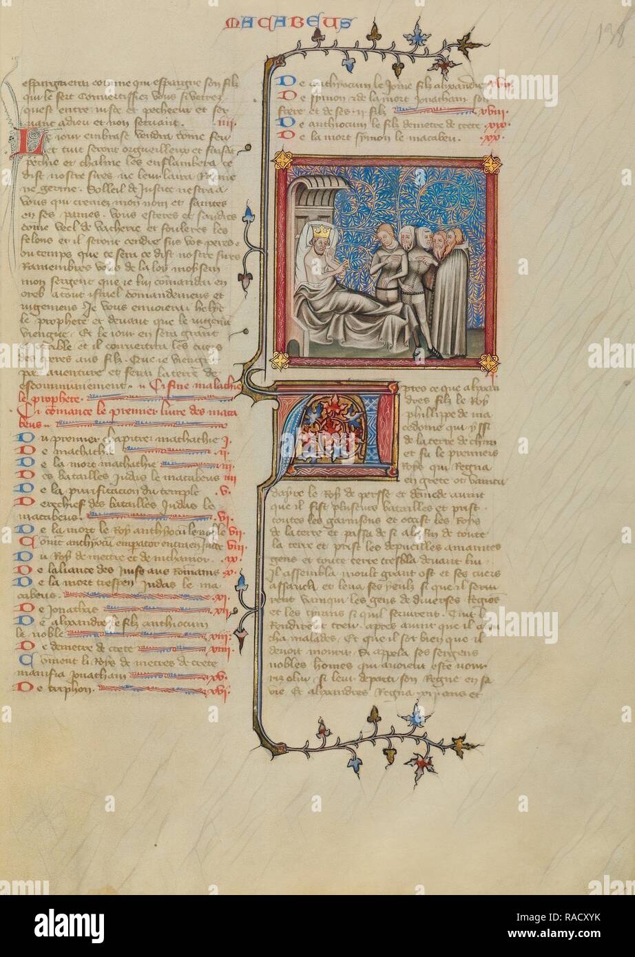 Alexander der Große mit seinen Generälen, der Meister des Jean de Mandeville (Französisch, aktiv 1350 - 1370), Paris, Frankreich neuerfundene Stockfoto