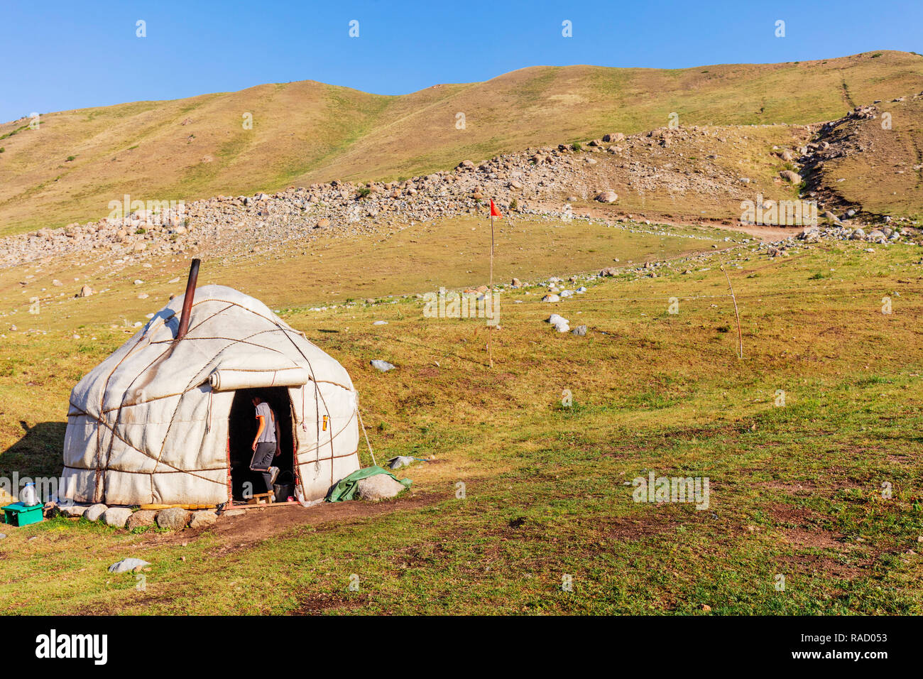 Die Jurte in der Nähe von Songkol See, Kirgisistan, Zentralasien, Asien Stockfoto