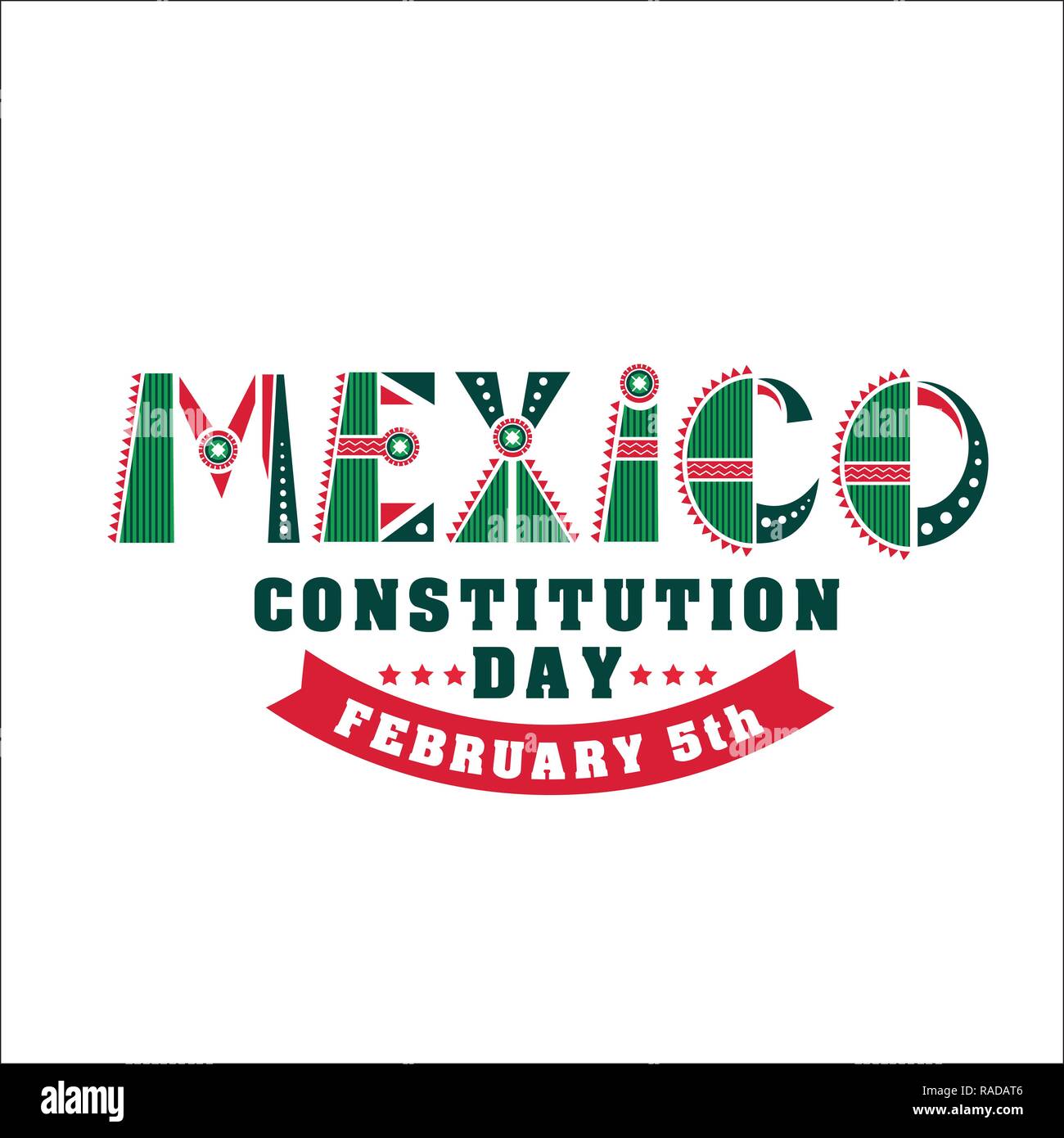 Mexiko Tag der Verfassung Abbildung. Vektor 5. Februar Feier Karte. Stock Vektor