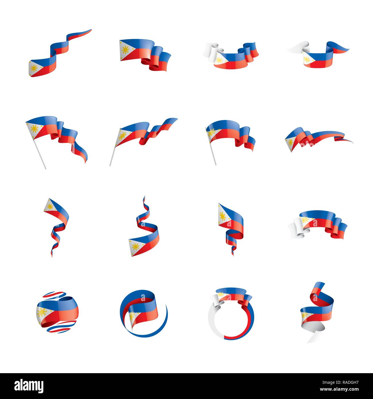 Philippinen Flagge, Vector Illustration auf weißem Hintergrund Stock Vektor