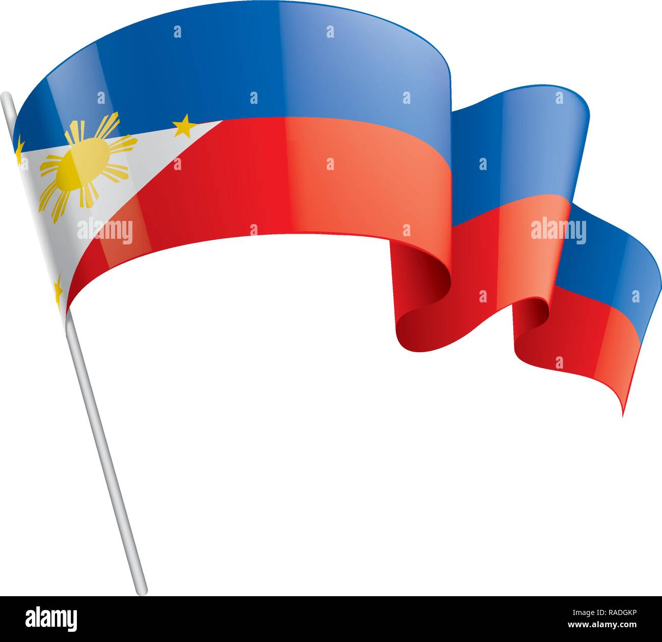 Philippinen Flagge, Vector Illustration auf weißem Hintergrund Stock Vektor