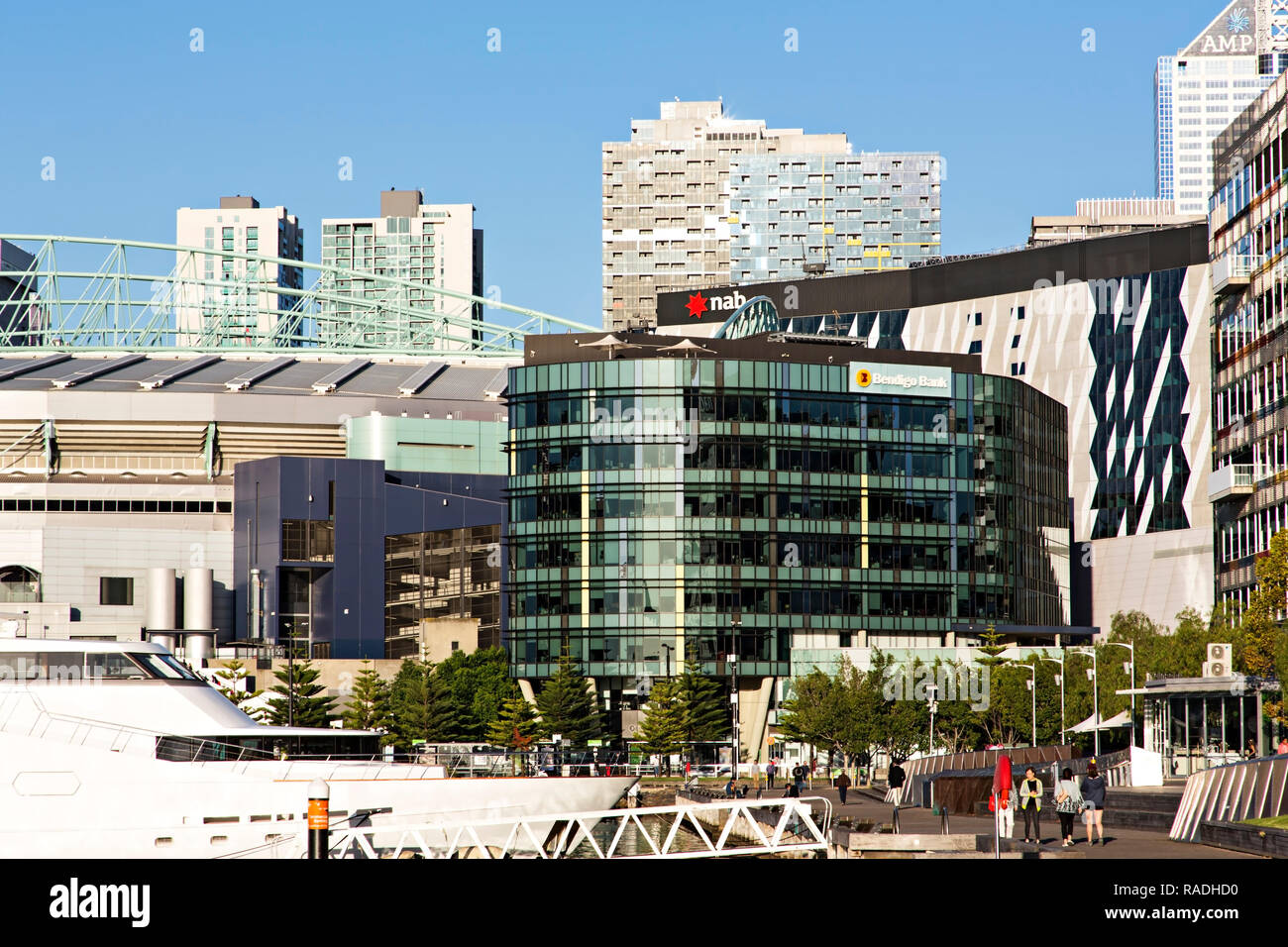 Die Bendigo Bank Corporate Office in den Docklands von Melbourne, Victoria, Australien. Stockfoto