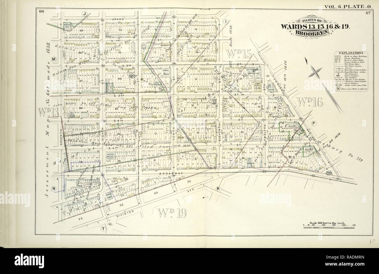 Vol. 6. Platte, O. Karte von Grand St., 11 St., S. 2 St., Union Avenue, Broadway, Abteilung Ave., 7 St gebunden Neuerfundene Stockfoto