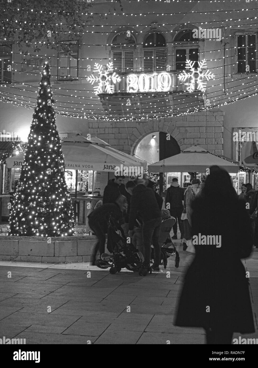 Weihnachtsdekor, Nächte leuchtet Stockfoto