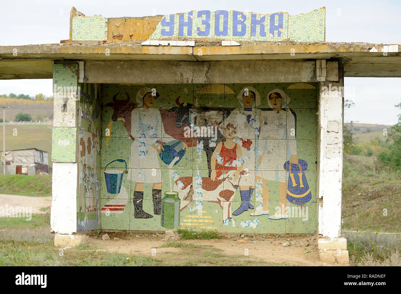 Bushaltestelle in Zakharivka, Ukraine. Am 27. September 2008 © wojciech Strozyk/Alamy Stock Foto Stockfoto