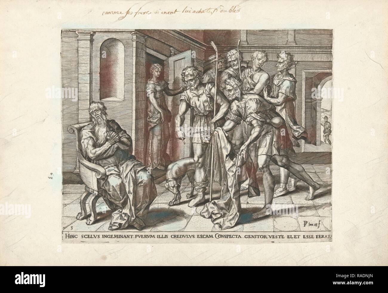 Jakob erhält die blutigen Kleider des Joseph, Pieter Jalhea Furnius, 157 zu sehen. Neuerfundene durch Gibon. Klassische Kunst mit einem Neuerfundene Stockfoto