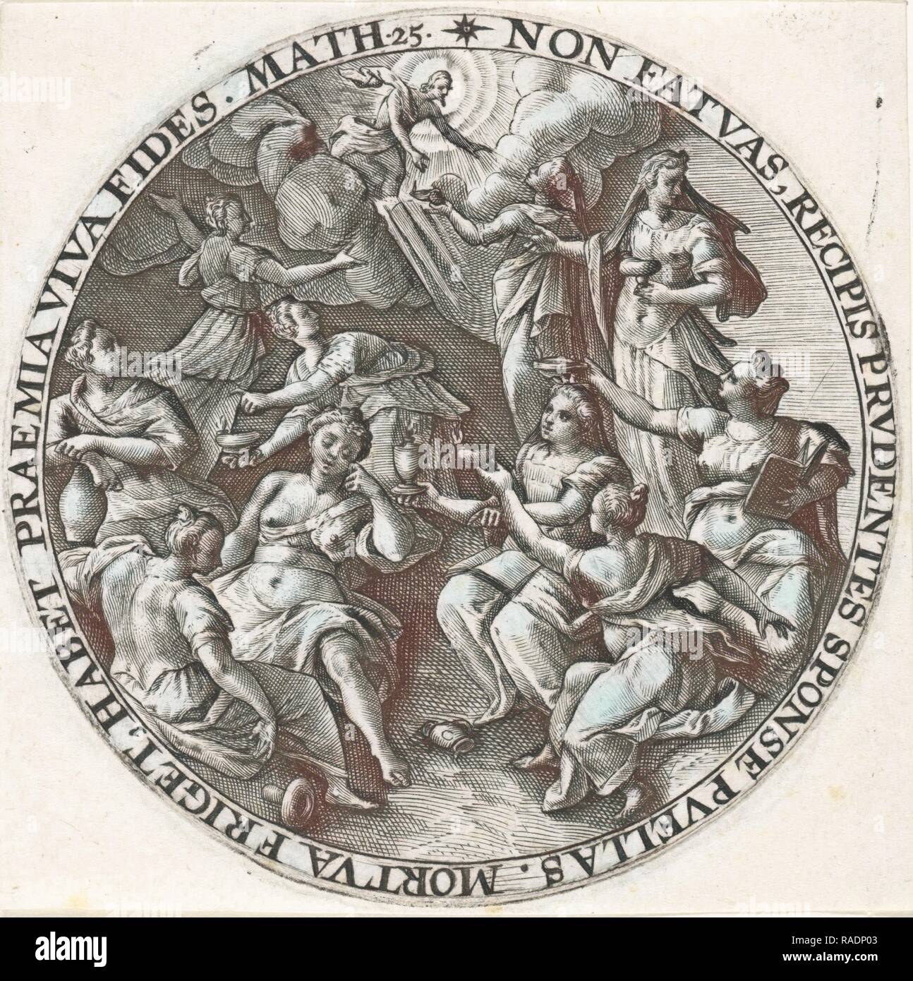 Gleichnis von den fünf klugen und fünf törichten Jungfrauen, Crispijn van de Passe (I), 160. Neuerfundene durch Gibon. Klassische Kunst neuerfundene Stockfoto