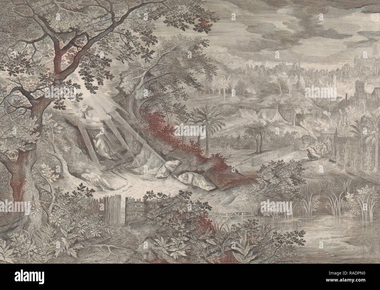 Landschaft mit Christus im Garten Gethsemane, Jan van Londerseel, 1580 - 162. Neuerfundene durch Gibon. Klassische Kunst neuerfundene Stockfoto