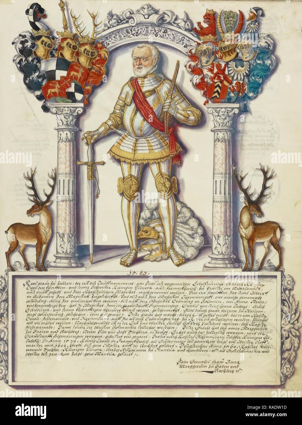 Karl I. von Hohenzollern, Jörg Ziegler (Deutsch, Anfang des 16. Jahrhunderts - 1574,1577), Rottenburg, Deutschland, um 1572, Stift neuerfundene Stockfoto